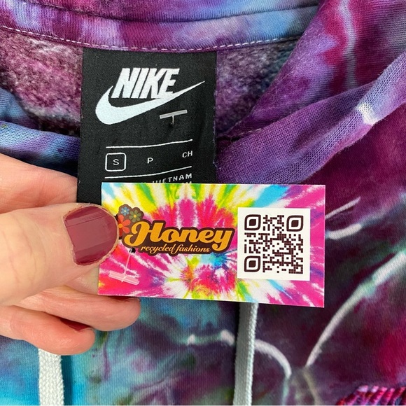 Nike Geode Tie Dye Hoodie Sweatshirt Pullover Mens Small Unisex Blue Pocket Pink - Picture 7 of 12